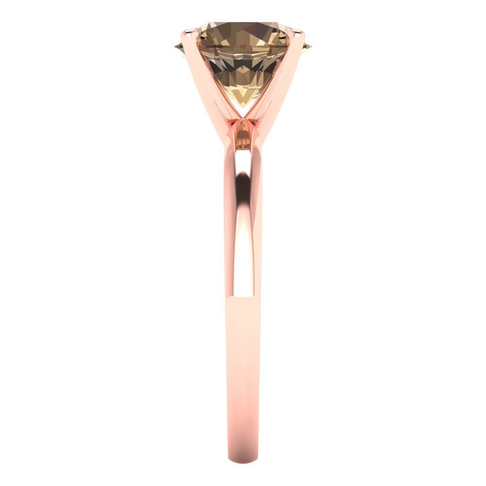 2 cttw Zirconia Simulated Champagne Diamond Solitaire  Engagement Ring - Solid Gold (VVS1, Round Cut,8.0mm)