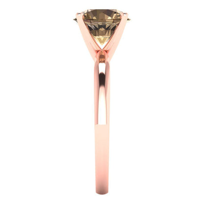 2 cttw Zirconia Simulated Champagne Diamond Solitaire  Engagement Ring - Solid Gold (VVS1, Round Cut,8.0mm)