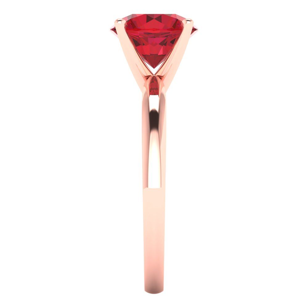 2 cttw Simulated Ruby Solitaire  Engagement Ring - Solid Rose Gold (VVS1, Round Cut,8.0mm)