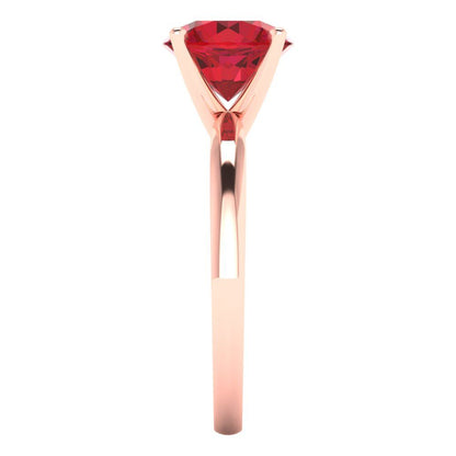 2 cttw Simulated Ruby Solitaire  Engagement Ring - Solid Rose Gold (VVS1, Round Cut,8.0mm)