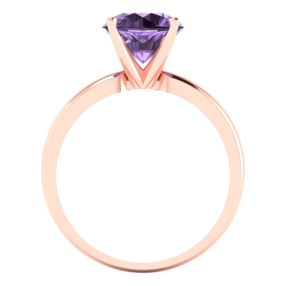 2 cttw Simulated Alexandrite Solitaire  Engagement Ring - Solid Gold (Round Cut,8.0mm)