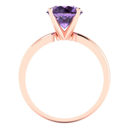 2 cttw Simulated Alexandrite Solitaire  Engagement Ring - Solid Gold (Round Cut,8.0mm)