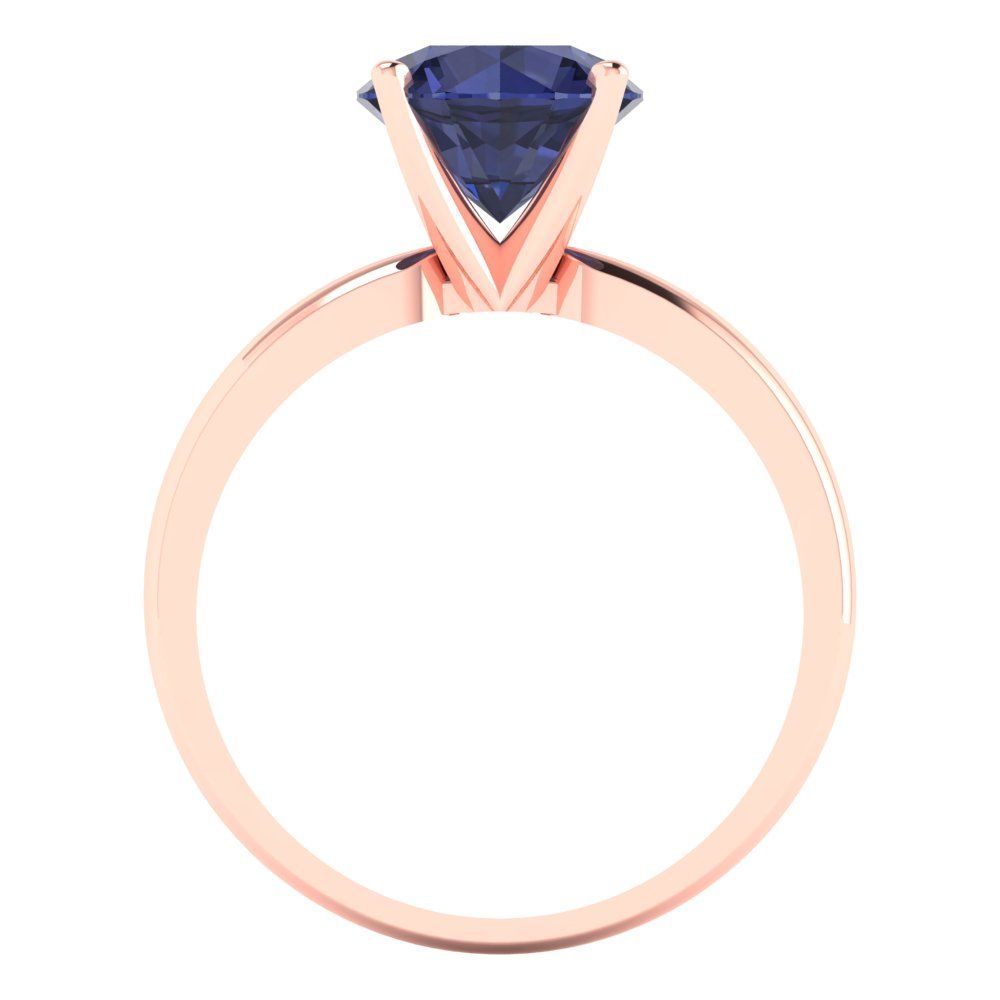 2 cttw Simulated Blue Sapphire Solitaire  Engagement Ring - Solid Gold (Round Cut,8.0mm)