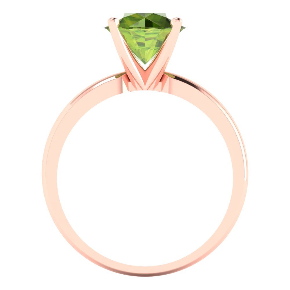 2 cttw Natural Peridot Solitaire  Engagement Ring - Solid Gold (Round Cut,8.0mm)