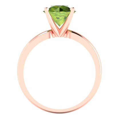 2 cttw Natural Peridot Solitaire  Engagement Ring - Solid Gold (Round Cut,8.0mm)