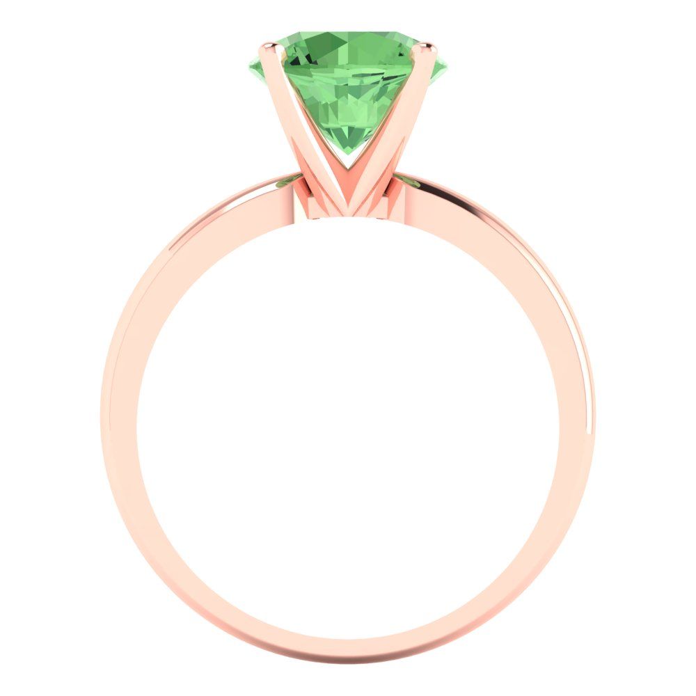 2 cttw Zirconia Simulated Green Diamond Solitaire  Engagement Ring - Solid Gold (VVS1, Round Cut,8.0mm)