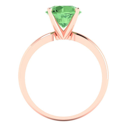 2 cttw Zirconia Simulated Green Diamond Solitaire  Engagement Ring - Solid Gold (VVS1, Round Cut,8.0mm)
