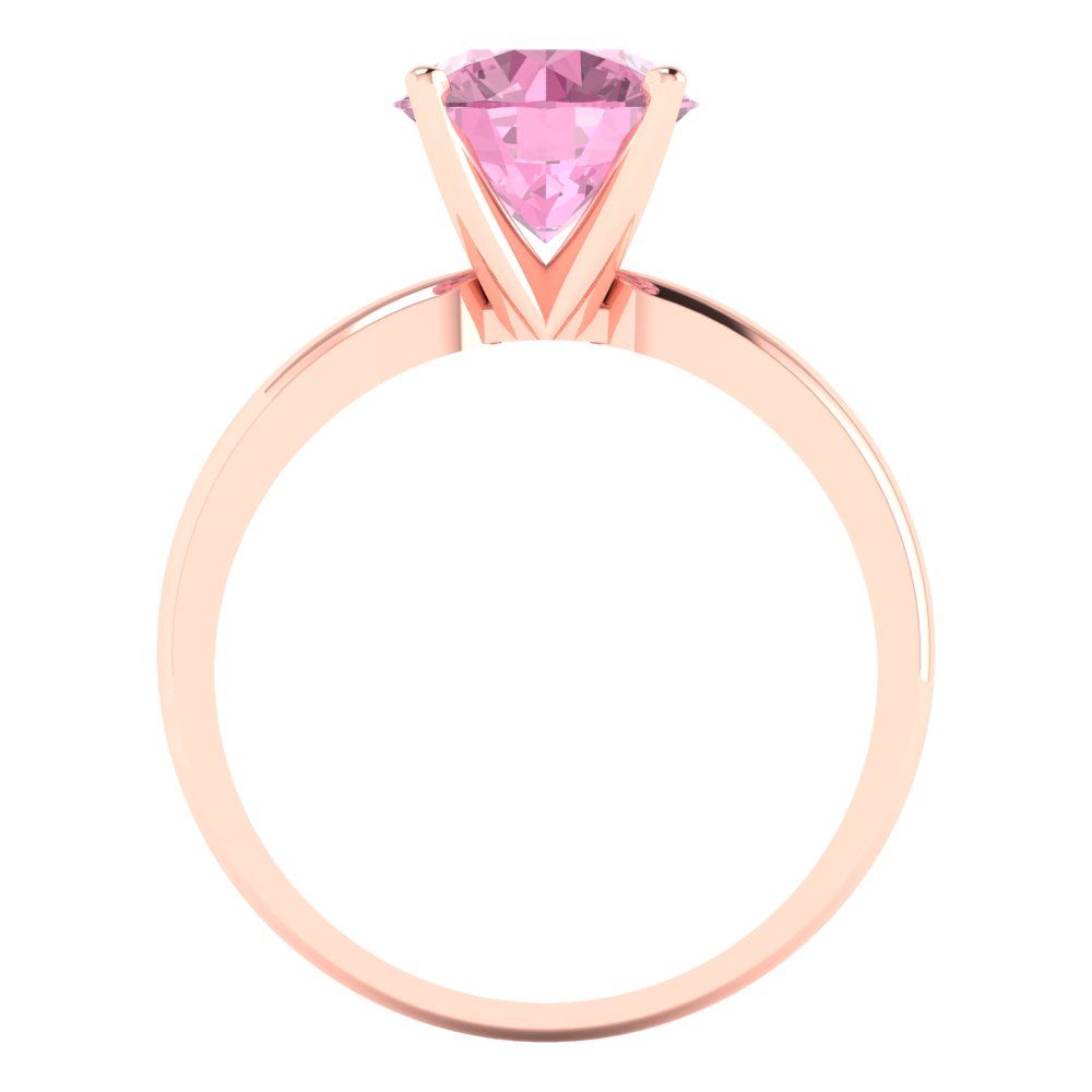 2 cttw Zirconia Simulated Pink Diamond Solitaire  Engagement Ring - Solid Gold (VVS1, Round Cut,8.0mm)