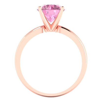 2 cttw Zirconia Simulated Pink Diamond Solitaire  Engagement Ring - Solid Gold (VVS1, Round Cut,8.0mm)