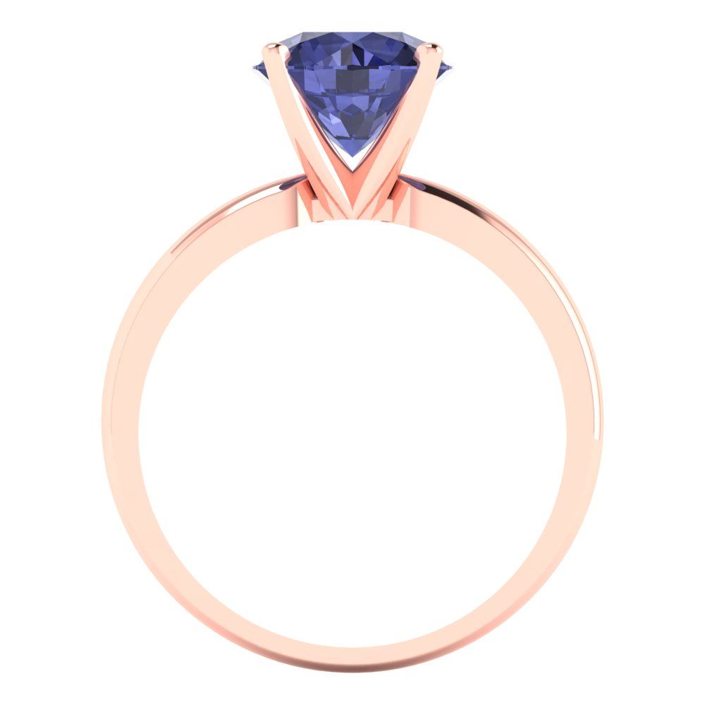 2 cttw Simulated Tanzanite Solitaire  Engagement Ring - Solid Gold (Round Cut,8.0mm)