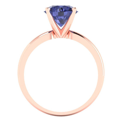 2 cttw Simulated Tanzanite Solitaire  Engagement Ring - Solid Gold (Round Cut,8.0mm)