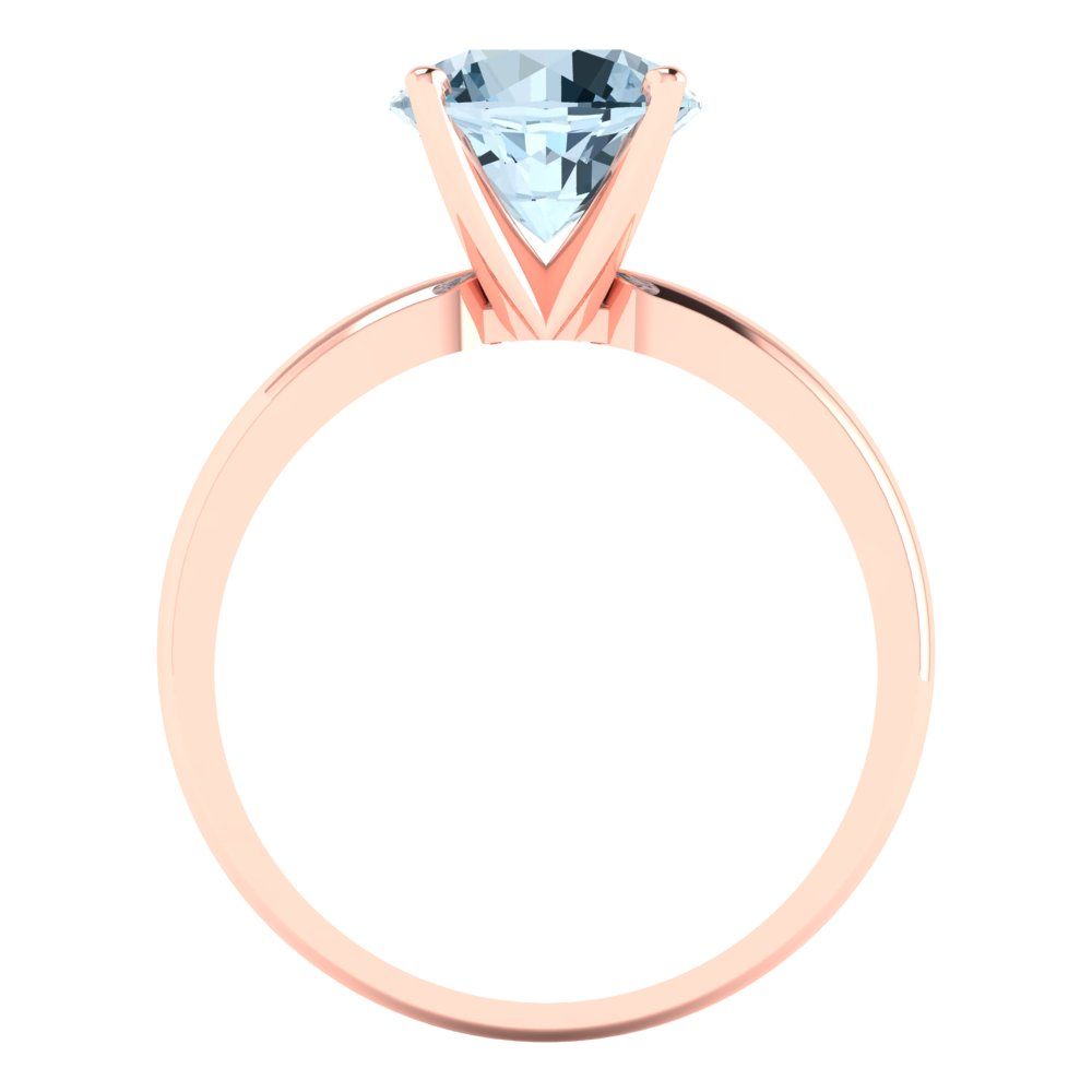 2 cttw Natural Aquamarine Solitaire  Engagement Ring - Solid Gold (Round Cut,8.0mm)