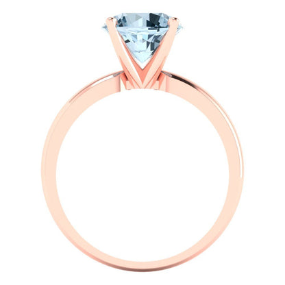 2 cttw Natural Aquamarine Solitaire  Engagement Ring - Solid Gold (Round Cut,8.0mm)