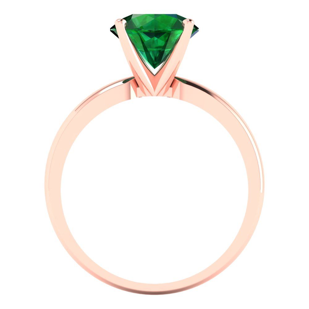 2 cttw Simulated Emerald Solitaire  Engagement Ring - Solid Gold (Round Cut,8.0mm)