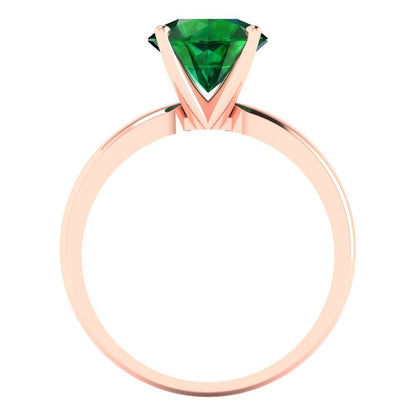2 cttw Simulated Emerald Solitaire  Engagement Ring - Solid Gold (Round Cut,8.0mm)