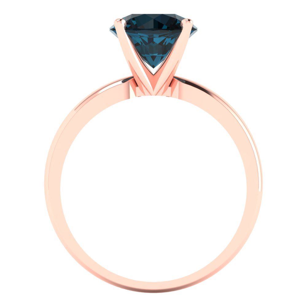 2 cttw Natural London Blue Topaz Solitaire  Engagement Ring - Solid Gold (Round Cut,8.0mm)