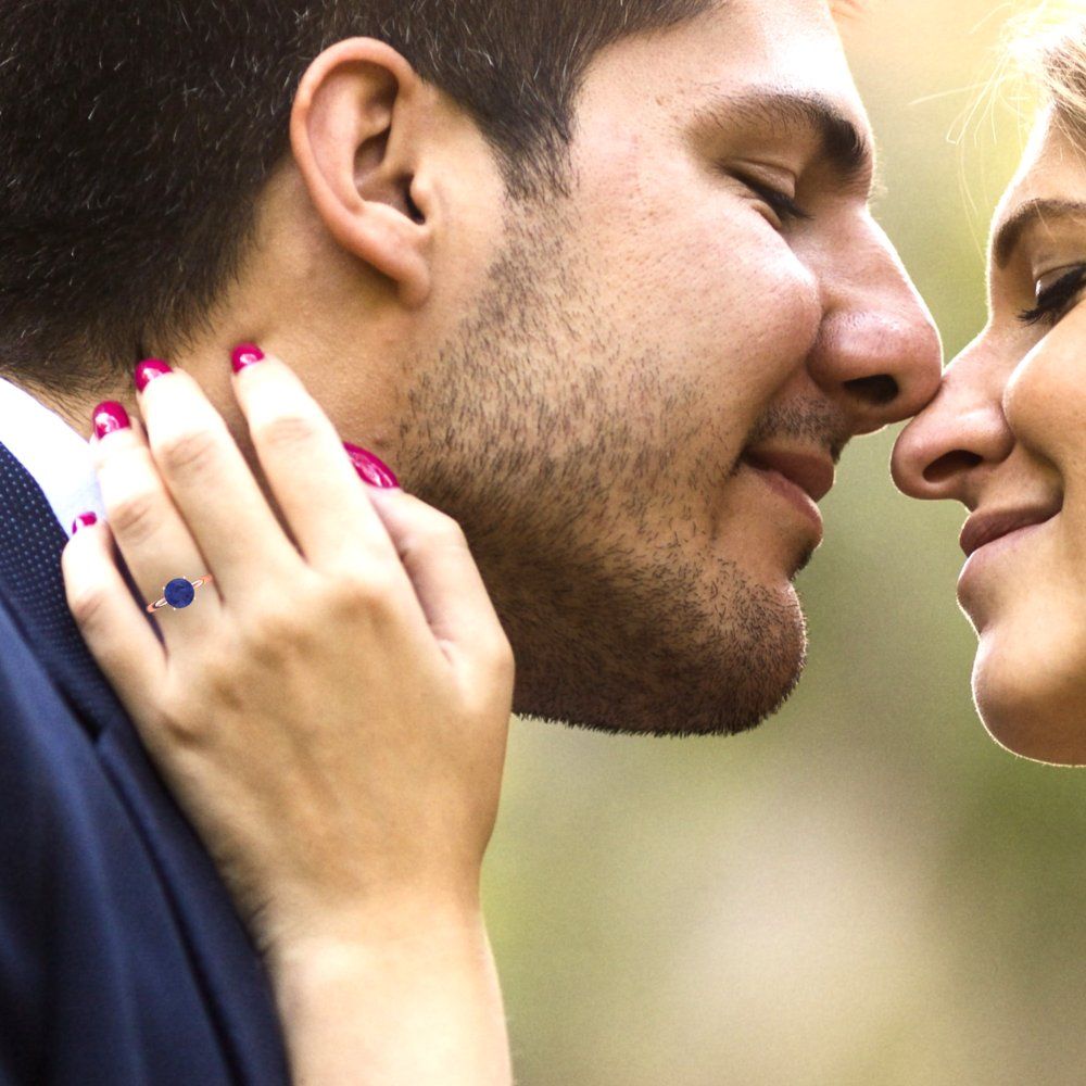 2 cttw Simulated Tanzanite Solitaire  Engagement Ring - Solid Gold (Round Cut,8.0mm)