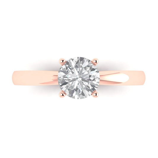 1 cttw Zirconia Simulated Diamond Solitaire  Engagement Ring - Solid Rose Gold (VVS1, Round Cut,6.5mm)