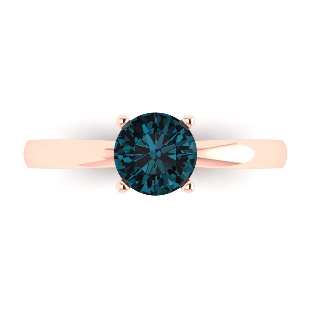 1 cttw Natural London Blue Topaz Solitaire  Engagement Ring - Solid Gold (Round Cut,6.5mm)