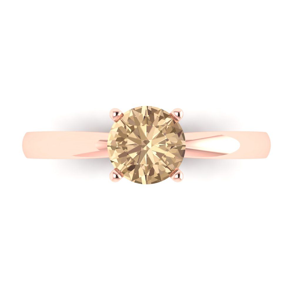 1 cttw Yellow Moissanite Solitaire  Engagement Ring - Solid Gold (Round Cut,6.5mm)