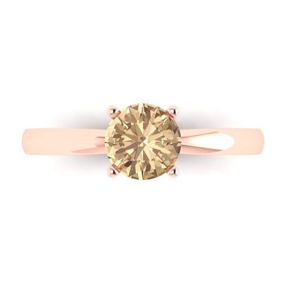 1 cttw Yellow Moissanite Solitaire  Engagement Ring - Solid Gold (Round Cut,6.5mm)