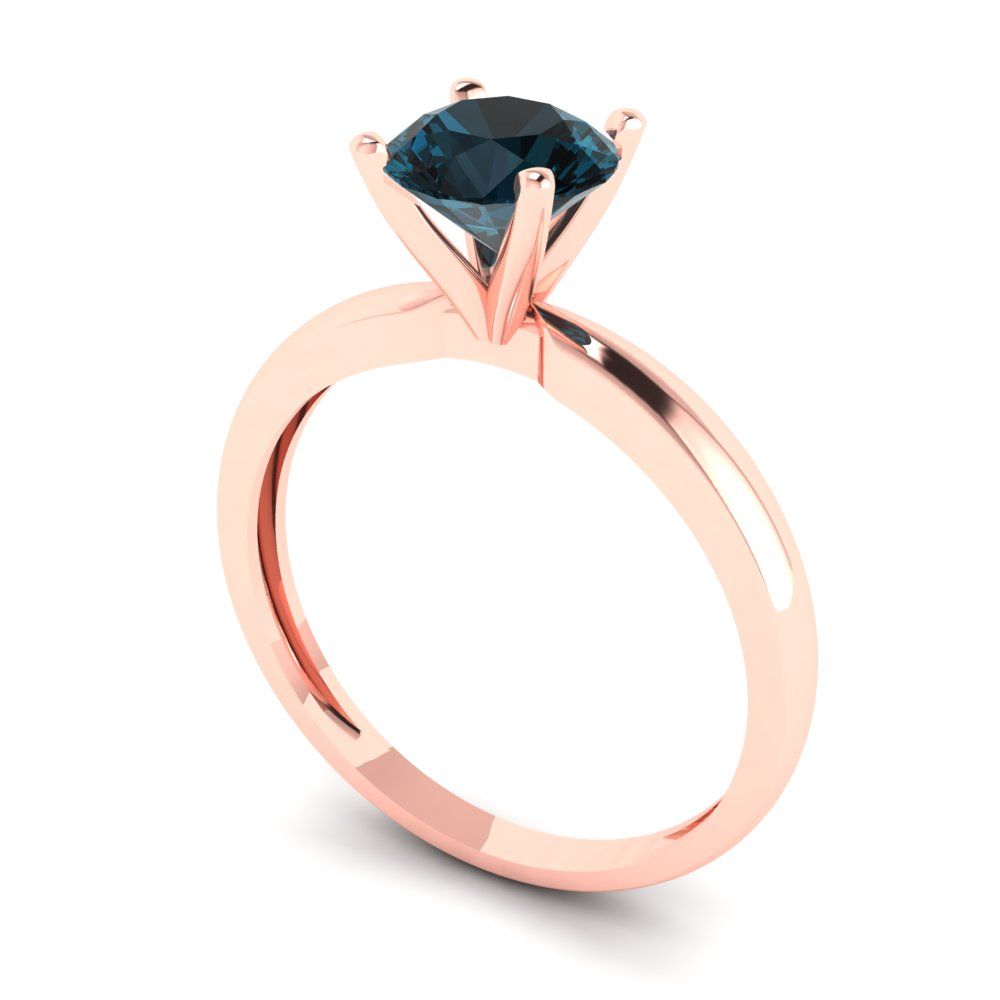 1 cttw Natural London Blue Topaz Solitaire  Engagement Ring - Solid Gold (Round Cut,6.5mm)