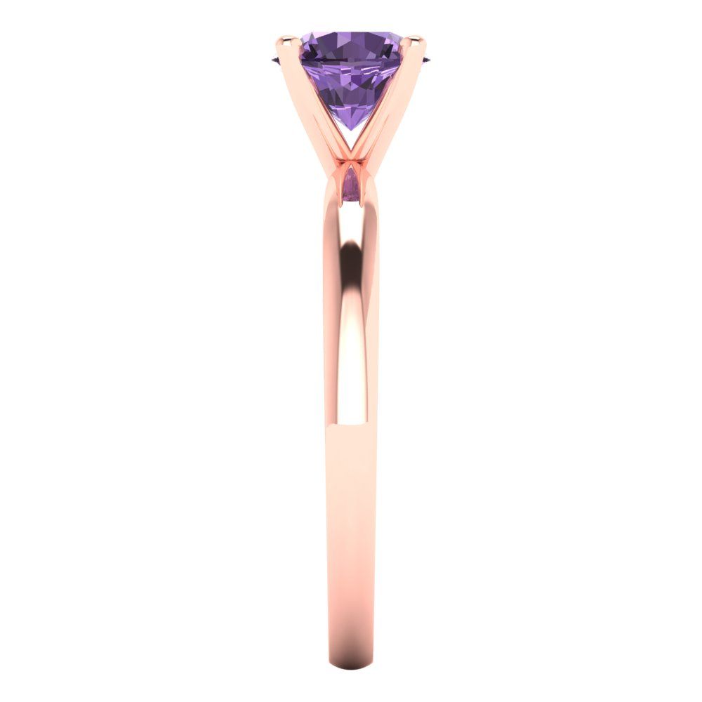 1 cttw Simulated Alexandrite Solitaire  Engagement Ring - Solid Gold (Round Cut,6.5mm)