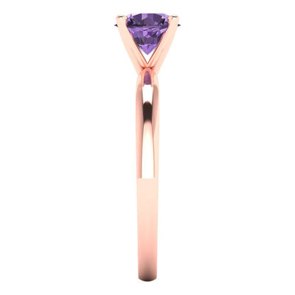 1 cttw Simulated Alexandrite Solitaire  Engagement Ring - Solid Gold (Round Cut,6.5mm)