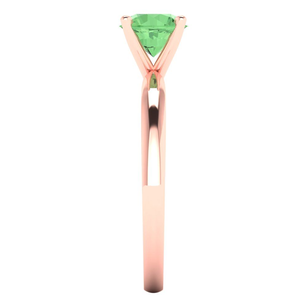 1 cttw Zirconia Simulated Green Diamond Solitaire  Engagement Ring - Solid Gold (VVS1, Round Cut,6.5mm)