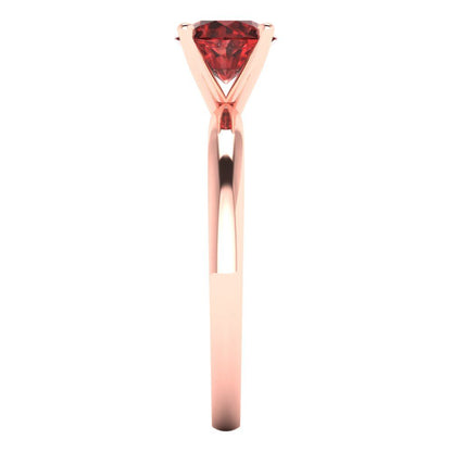 1 cttw Natural Garnet Solitaire  Engagement Ring - Solid Gold (Round Cut,6.5mm)