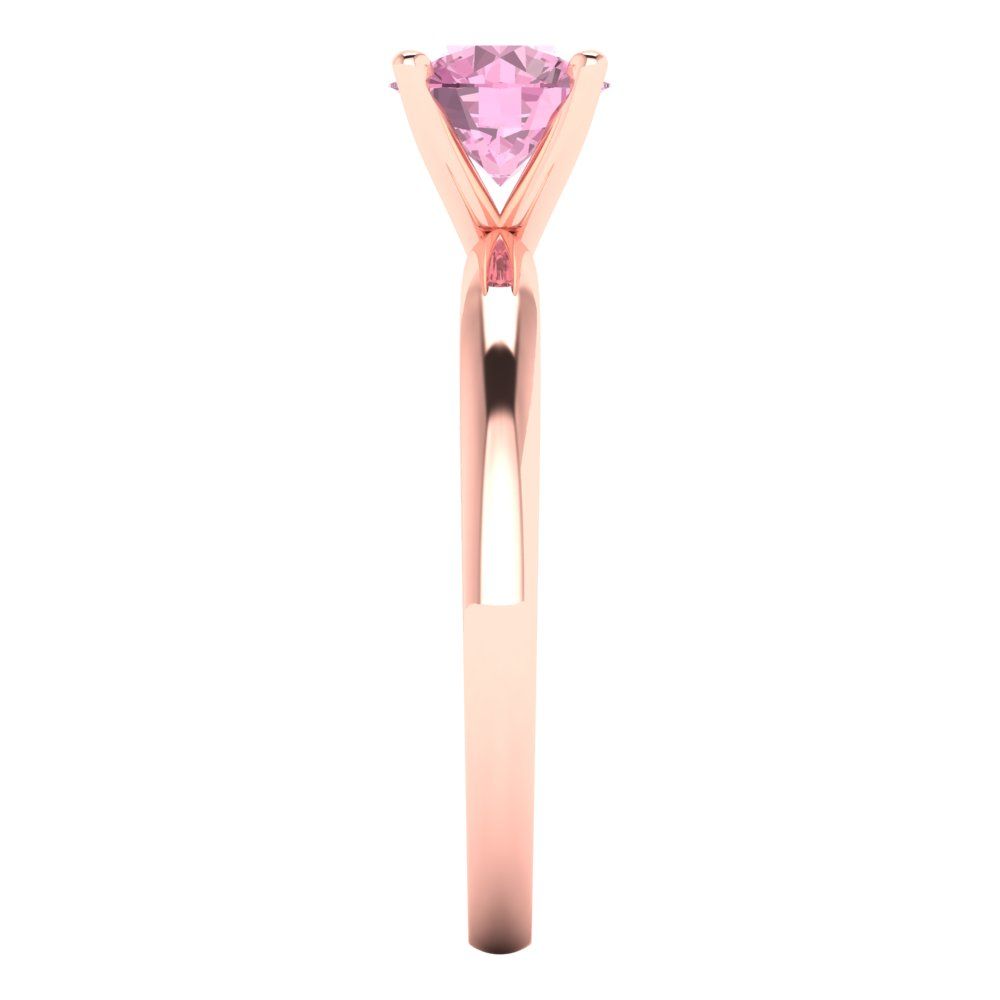 1 cttw Zirconia Simulated Pink Diamond Solitaire  Engagement Ring - Solid Gold (VVS1, Round Cut,6.5mm)