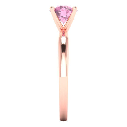 1 cttw Zirconia Simulated Pink Diamond Solitaire  Engagement Ring - Solid Gold (VVS1, Round Cut,6.5mm)