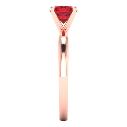 1 cttw Simulated Pink Tourmaline Solitaire  Engagement Ring - Solid Gold (Round Cut,6.5mm)