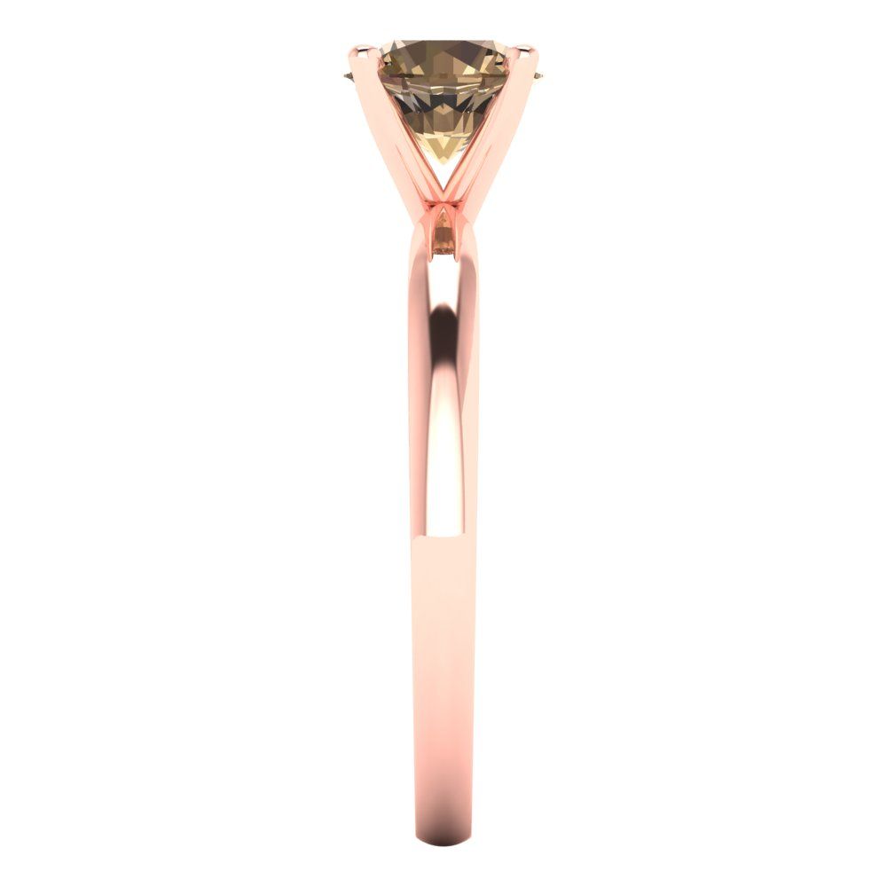 1 cttw Zirconia Simulated Champagne Diamond Solitaire  Engagement Ring - Solid Gold (VVS1, Round Cut,6.5mm)