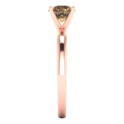 1 cttw Zirconia Simulated Champagne Diamond Solitaire  Engagement Ring - Solid Gold (VVS1, Round Cut,6.5mm)