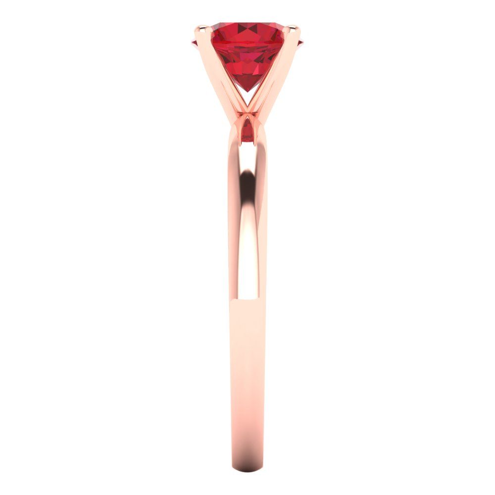 1 cttw Simulated Ruby Solitaire  Engagement Ring - Solid Gold (Round Cut,6.5mm)