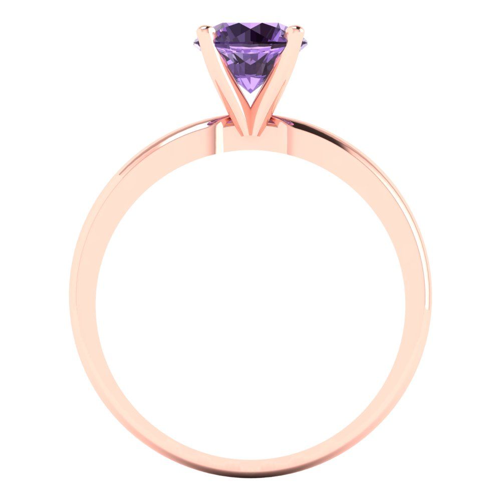 1 cttw Simulated Alexandrite Solitaire  Engagement Ring - Solid Gold (Round Cut,6.5mm)