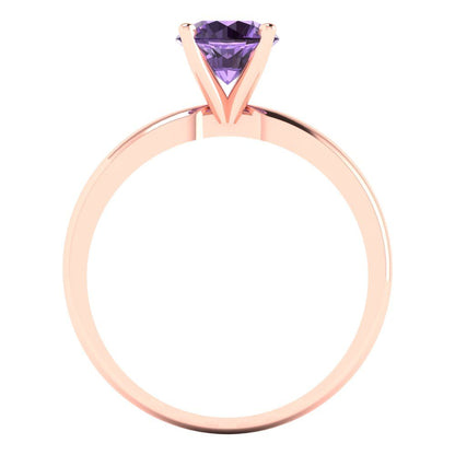 1 cttw Simulated Alexandrite Solitaire  Engagement Ring - Solid Gold (Round Cut,6.5mm)