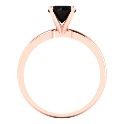 1 cttw Natural Onyx Solitaire  Engagement Ring - Solid Rose Gold (VVS1, Round Cut,6.5mm)