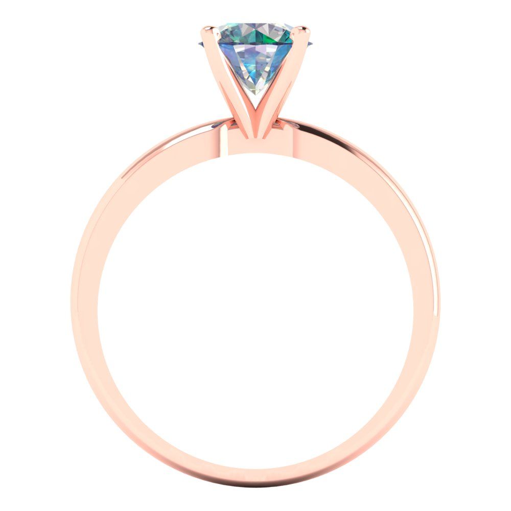 1 cttw Blue Moissanite Solitaire  Engagement Ring - Solid Gold (Round Cut,6.5mm)