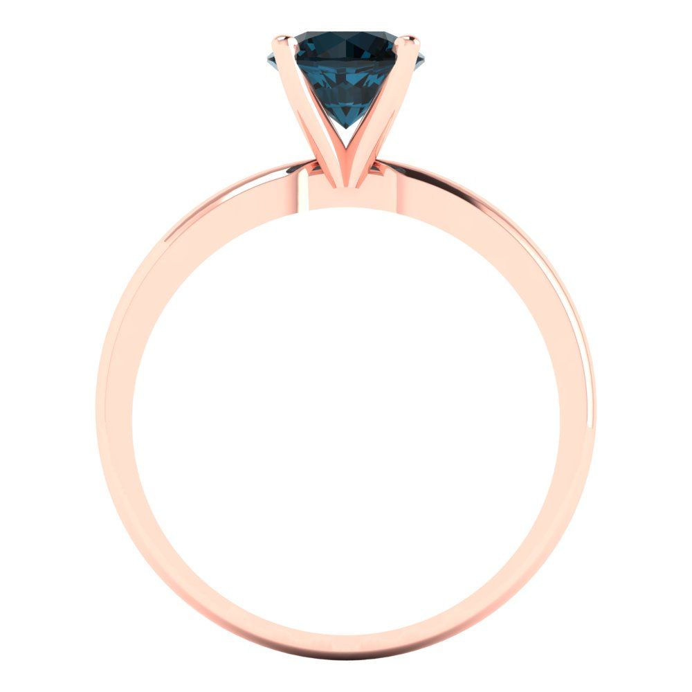 1 cttw Natural London Blue Topaz Solitaire  Engagement Ring - Solid Gold (Round Cut,6.5mm)