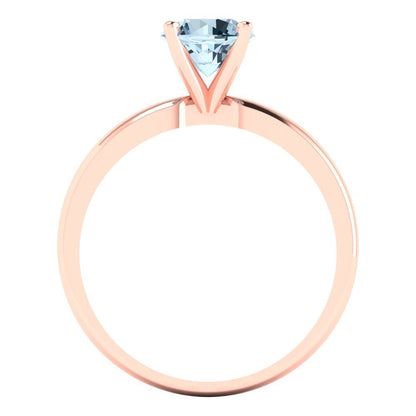 1 cttw Natural Aquamarine Solitaire  Engagement Ring - Solid Rose Gold (VVS1, Round Cut,6.5mm)