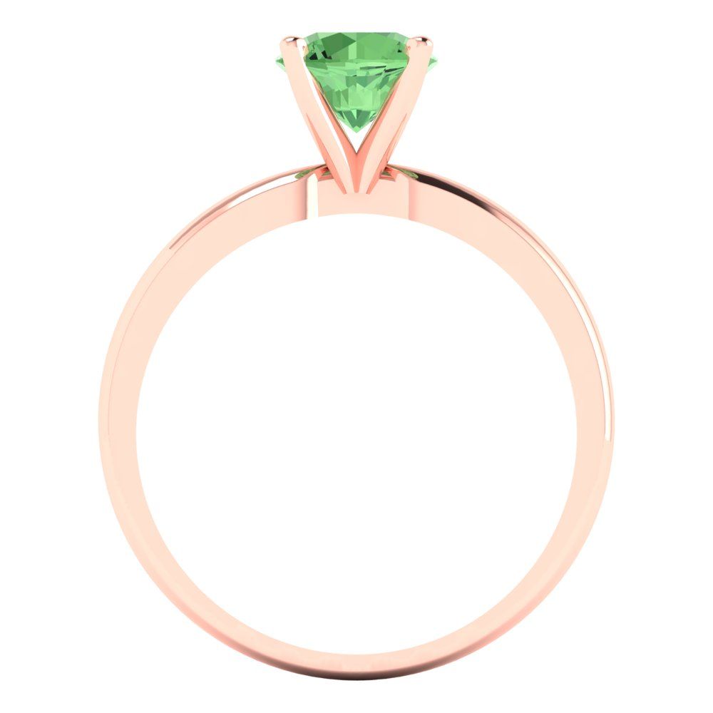 1 cttw Zirconia Simulated Green Diamond Solitaire  Engagement Ring - Solid Gold (VVS1, Round Cut,6.5mm)