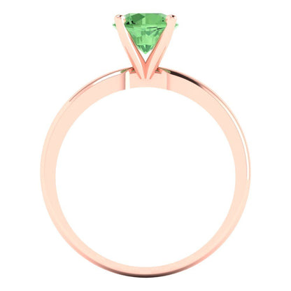 1 cttw Zirconia Simulated Green Diamond Solitaire  Engagement Ring - Solid Gold (VVS1, Round Cut,6.5mm)