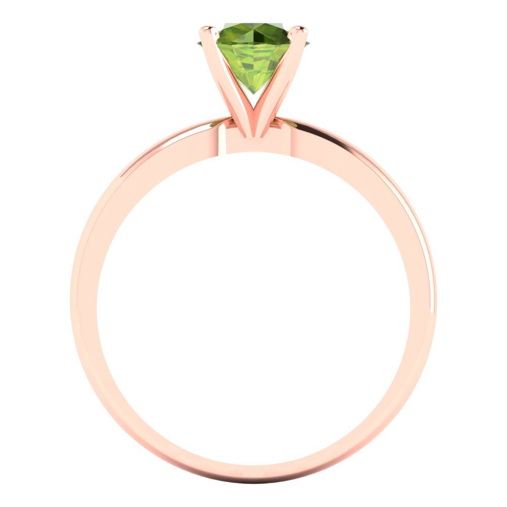 1 cttw Natural Peridot Solitaire  Engagement Ring - Solid Gold (Round Cut,6.5mm)