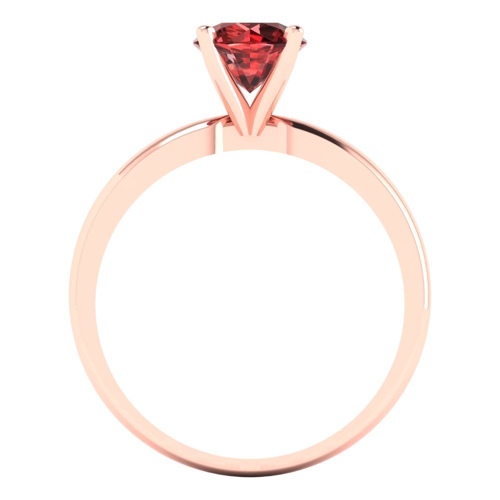 1 cttw Natural Garnet Solitaire  Engagement Ring - Solid Gold (Round Cut,6.5mm)