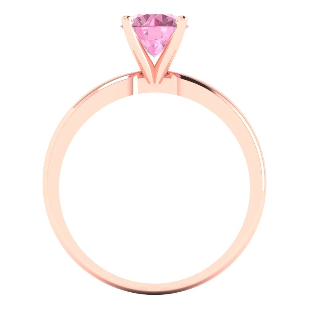 1 cttw Zirconia Simulated Pink Diamond Solitaire  Engagement Ring - Solid Gold (VVS1, Round Cut,6.5mm)