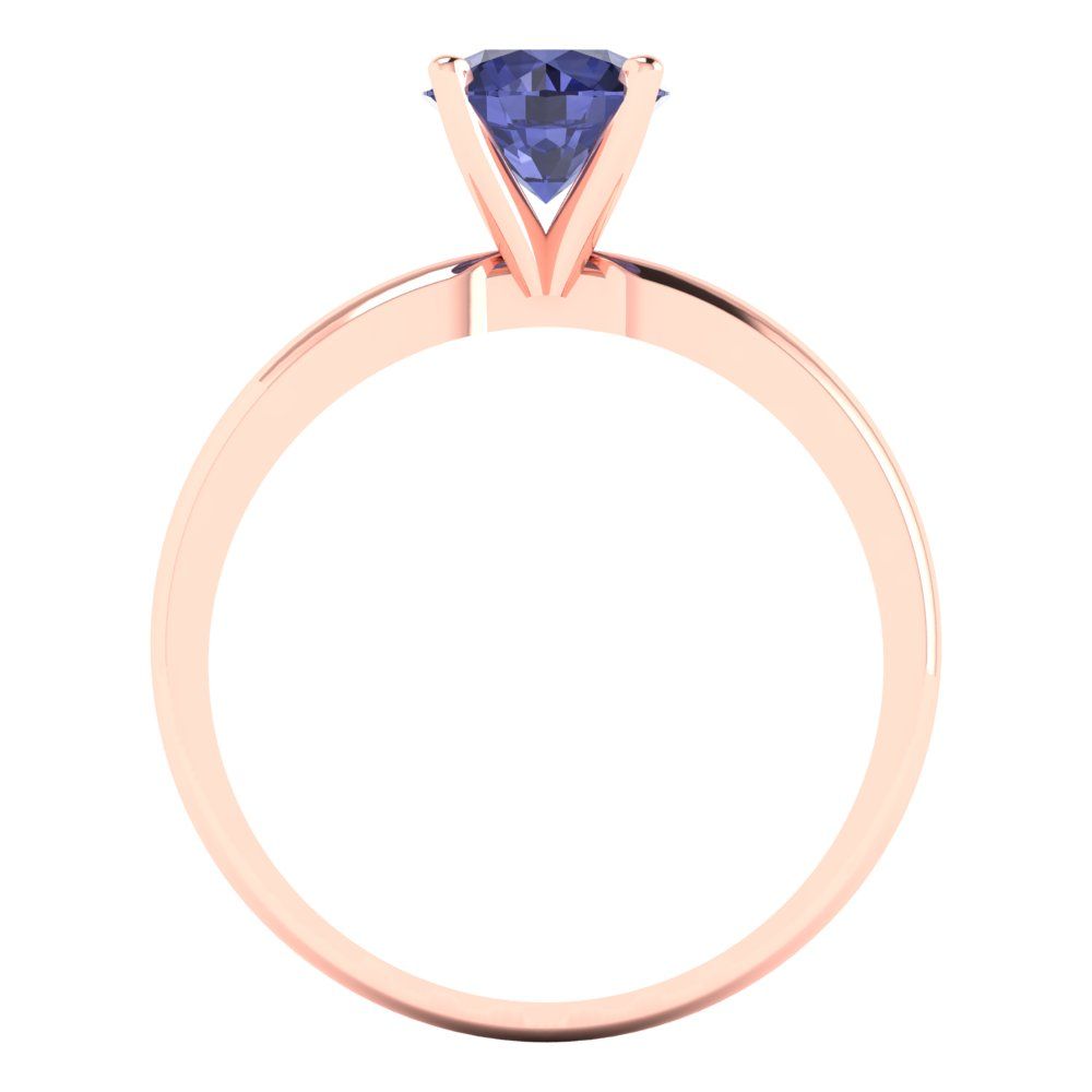 1 cttw Simulated Tanzanite Solitaire  Engagement Ring - Solid Gold (Round Cut,6.5mm)