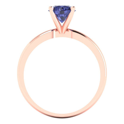 1 cttw Simulated Tanzanite Solitaire  Engagement Ring - Solid Gold (Round Cut,6.5mm)