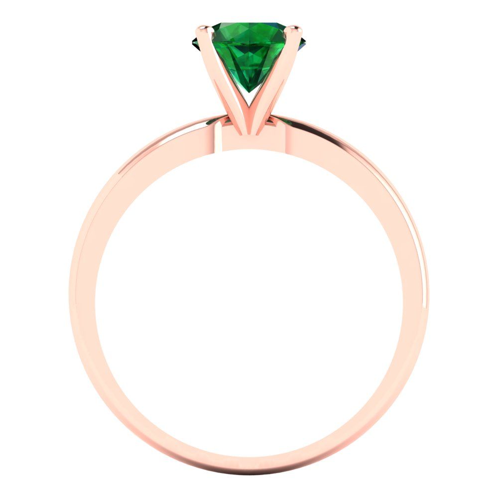 1 cttw Simulated Emerald Solitaire  Engagement Ring - Solid Gold (Round Cut,6.5mm)